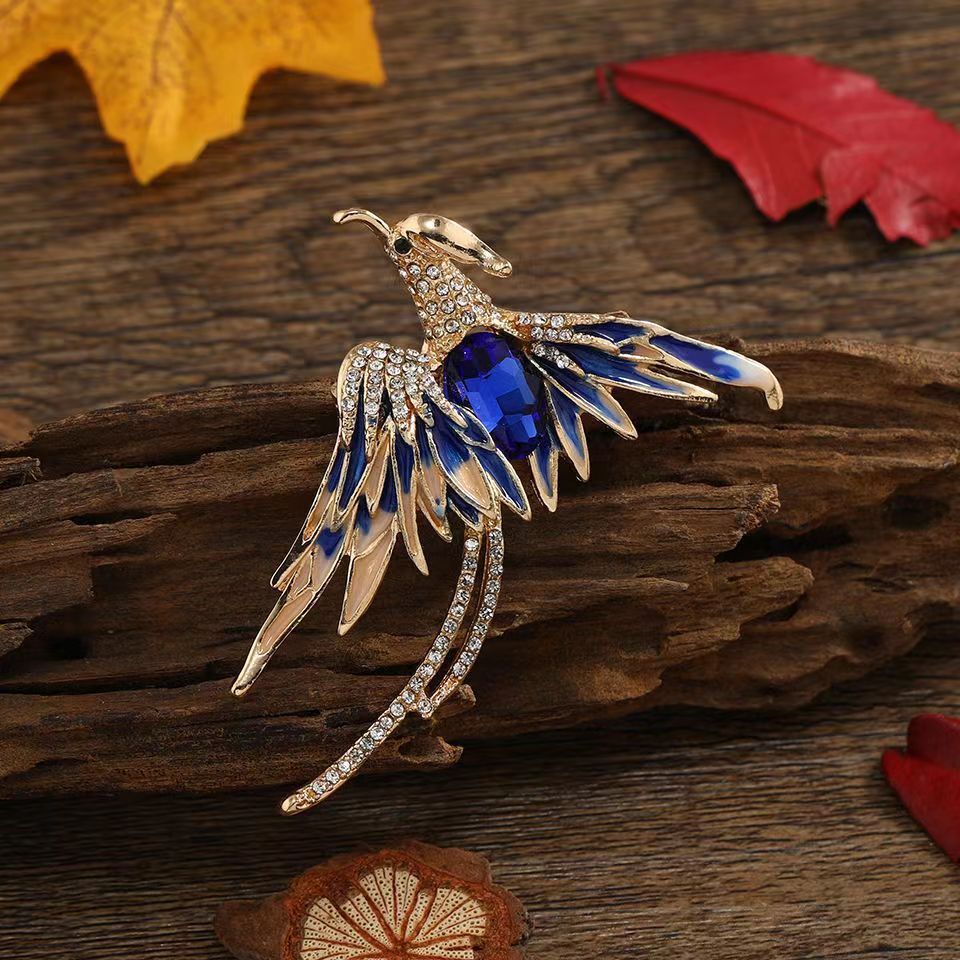 Elegant High-grade Oil Painting Phoenix Brooch