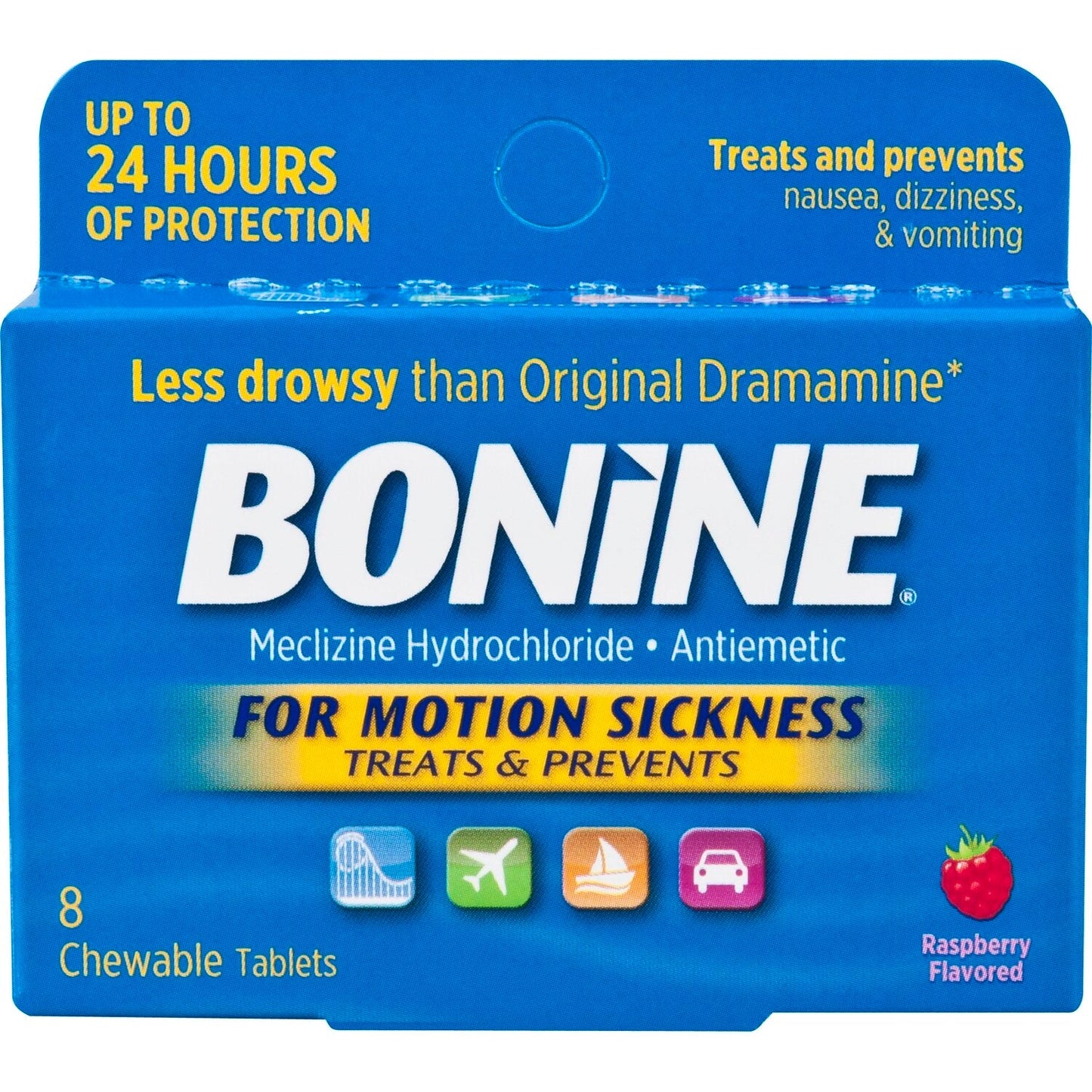 Bonine® Adult Motion Sickness 25 mg Raspberry Chewable Tablet, 8 EA