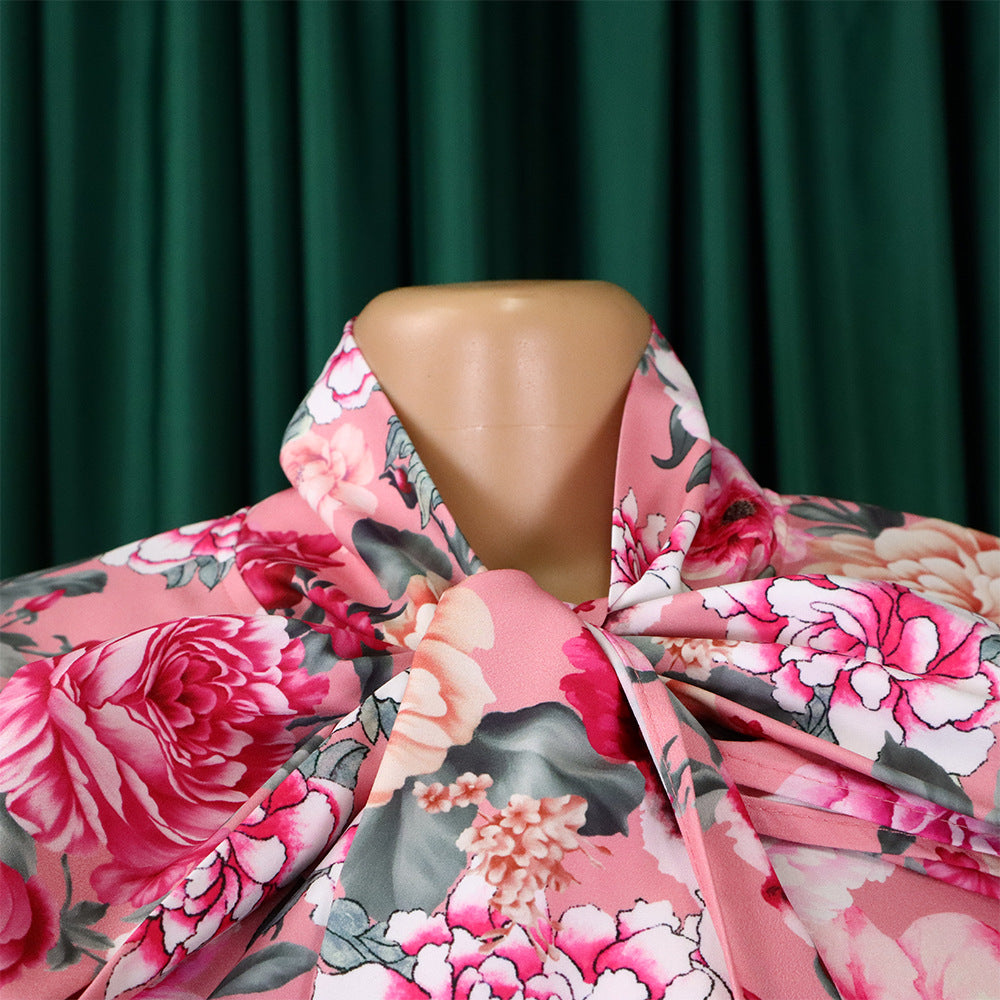 Women's Loose Large Size Casual Printed Long Sleeve Two-piece Suit