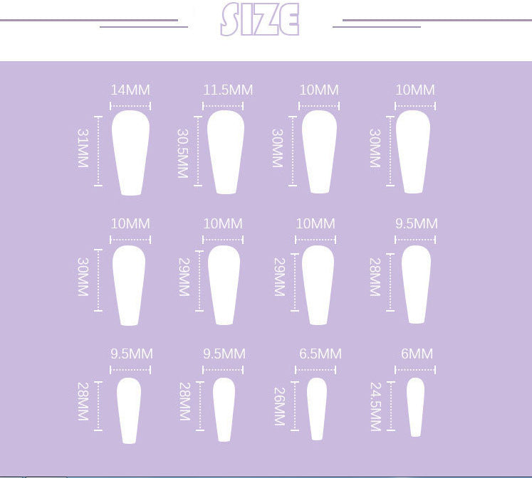 Bright Oil Color Marble Pattern European And American Style Long Fake Nails