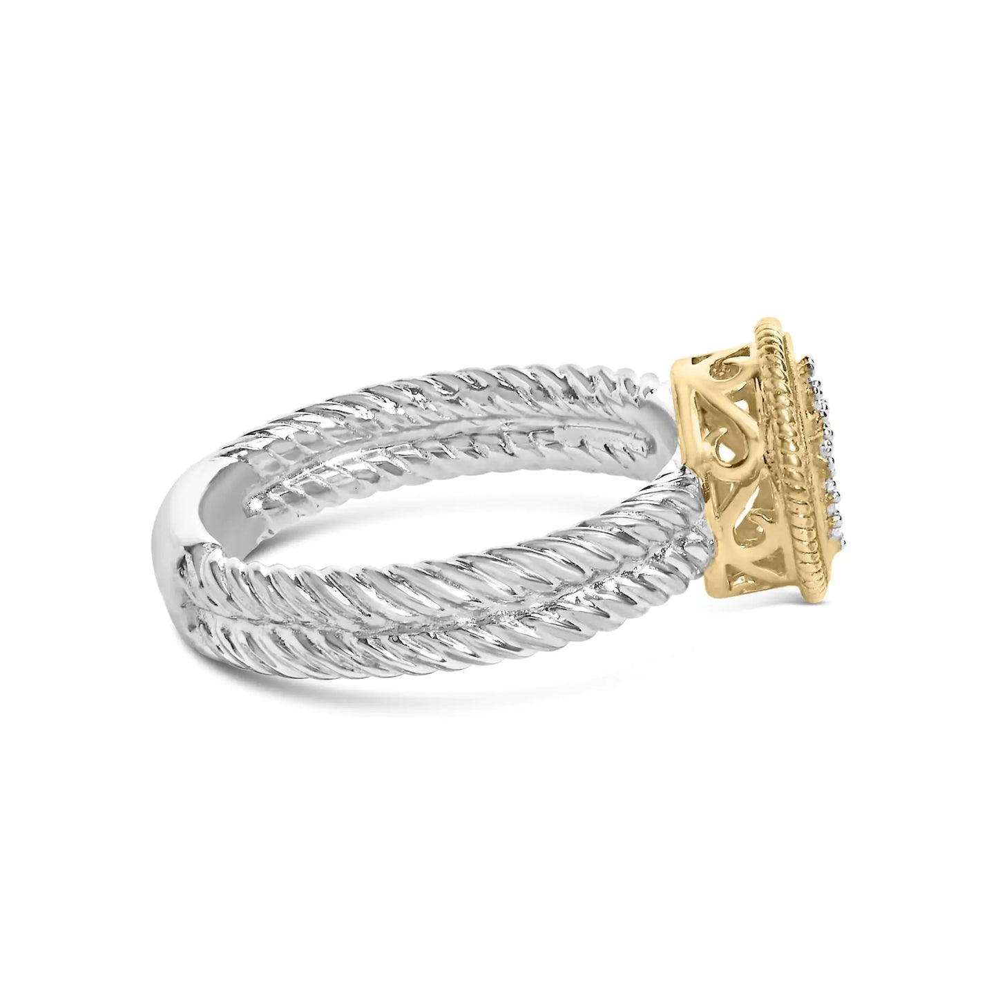 Style Loft Collection Cross Ring 18K Yellow Gold Plated .925 Sterling Silver Diamond with Satin Finish (I-J Color, SI1-SI2 Clarity)