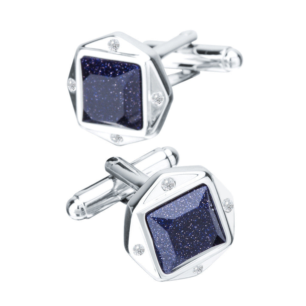 Blue Sandstone Crystal Cufflinks