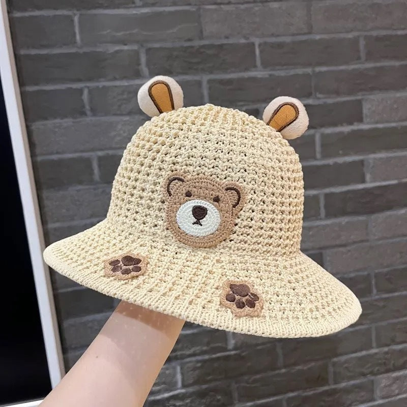 Bear Sun-proof Straw Hat Baby Travel Breathable Sun Hat