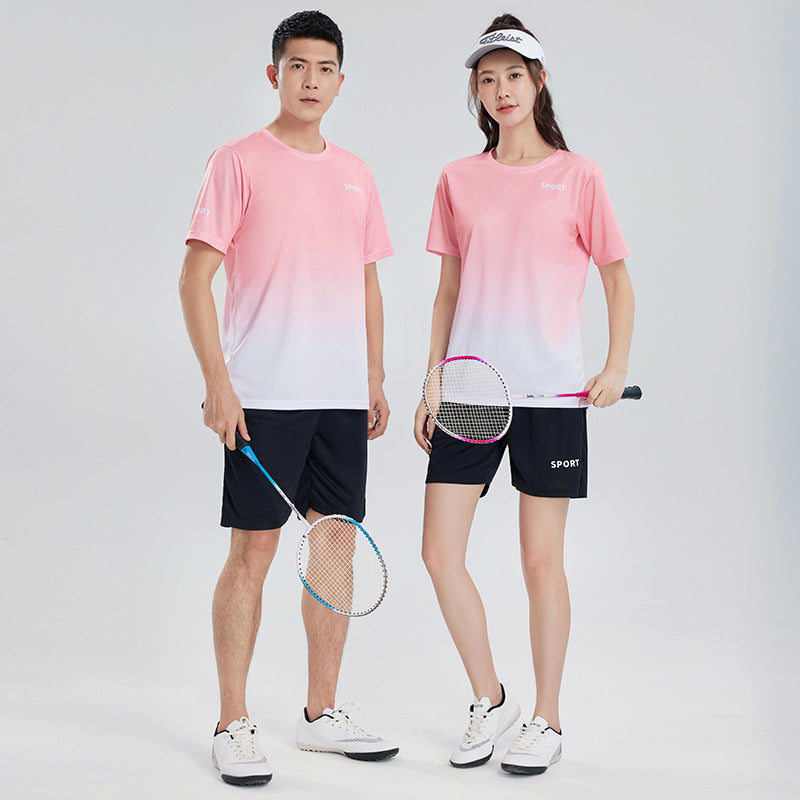 Workout Short Sleeve T-shirt Quick-drying Clothes Running Loose Casual Gradient Sports Suit