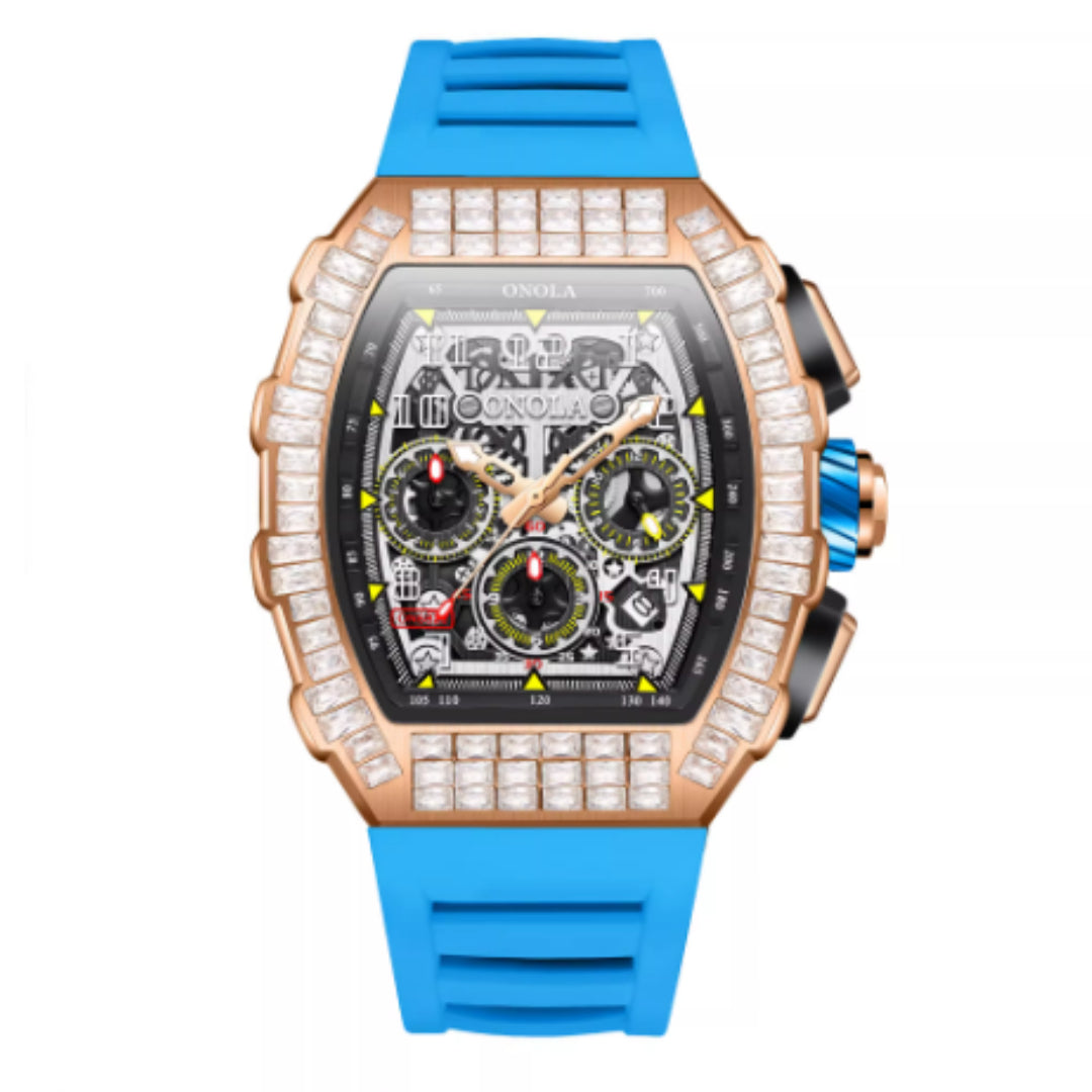 Men's Luxury Square Diamond Watch With Star Pattern