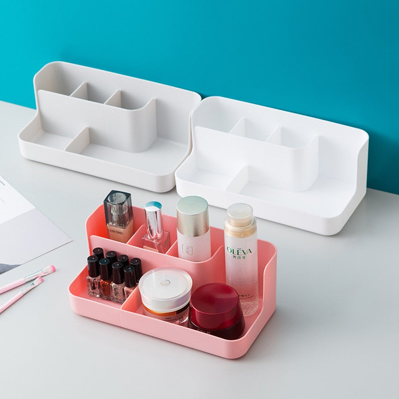 1pc Desktop Sundries Finishing Container Cosmetic Storage Partition Box Makeup Holder Stand Toiletries Plastic Case Organizer