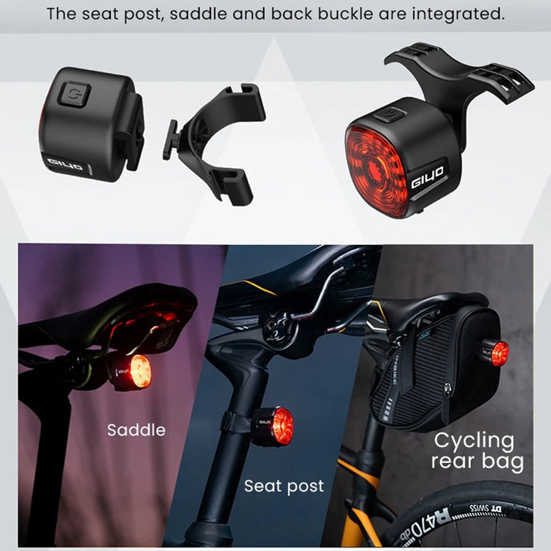 Bicycle Smart Brake Tail Light MTB Road Bike Auto Brake Sensing Light SB Rechargeable IPX6 Waterproof LED Warning Rear Lamp