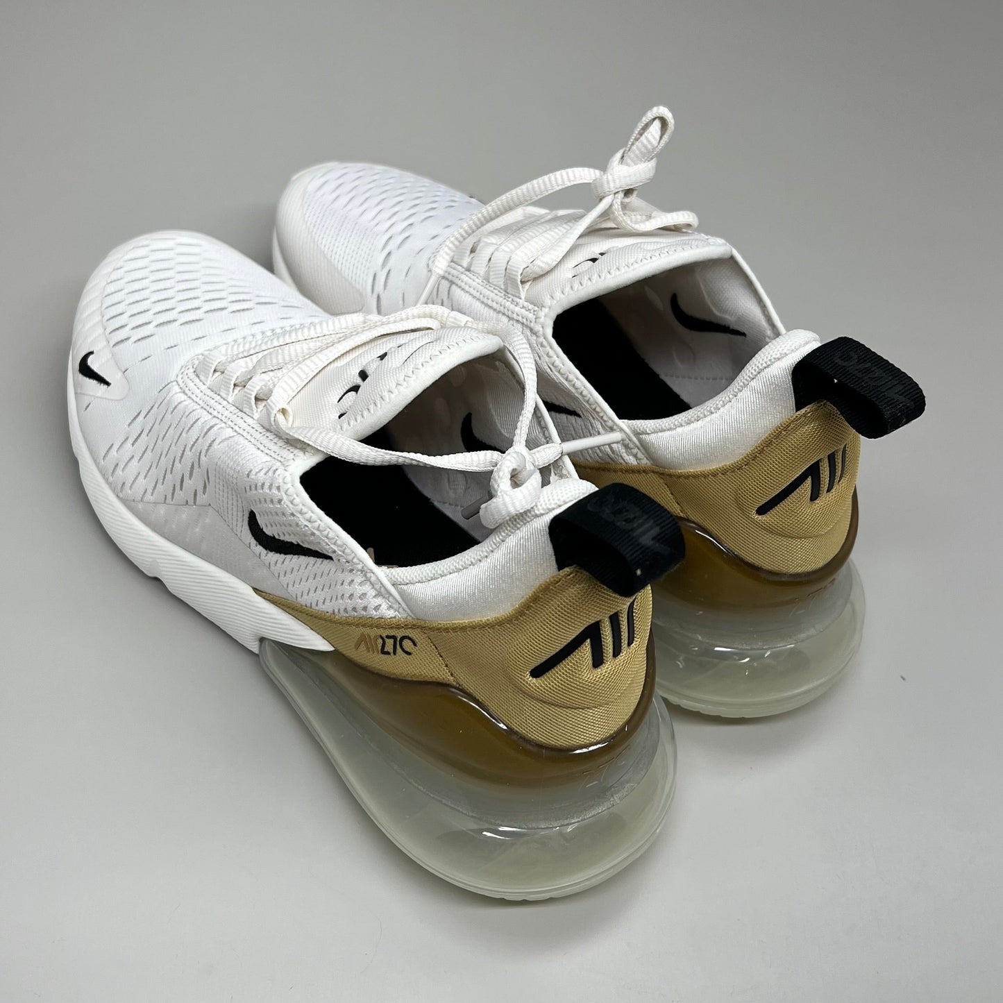 NIKE W Air Max 270 Foam Insole Mesh Sneakers Women's Sz 8 White Gold DZ77736 001