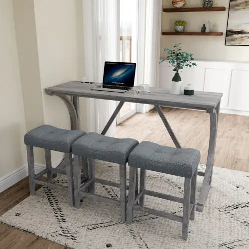 Bar Table Set With Power Socket, Bar Table And Chair Set For Living Room, Dining Room, Games Room