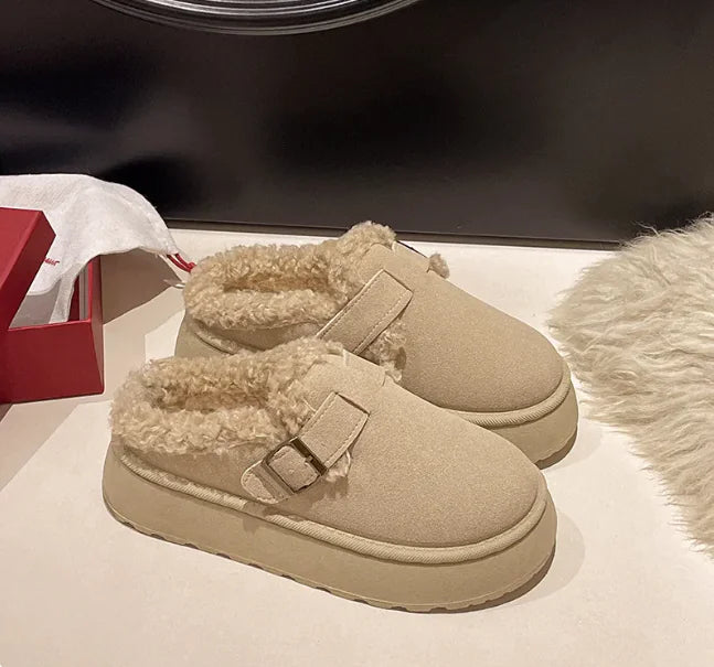 Lux Plush Women's Retro Platform Winter Slippers