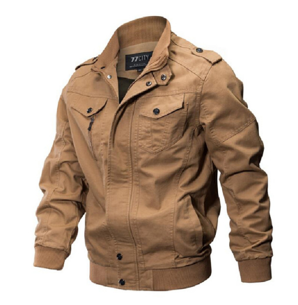 Men's Fall Jacket - Washed Cotton Military Style Plus Size