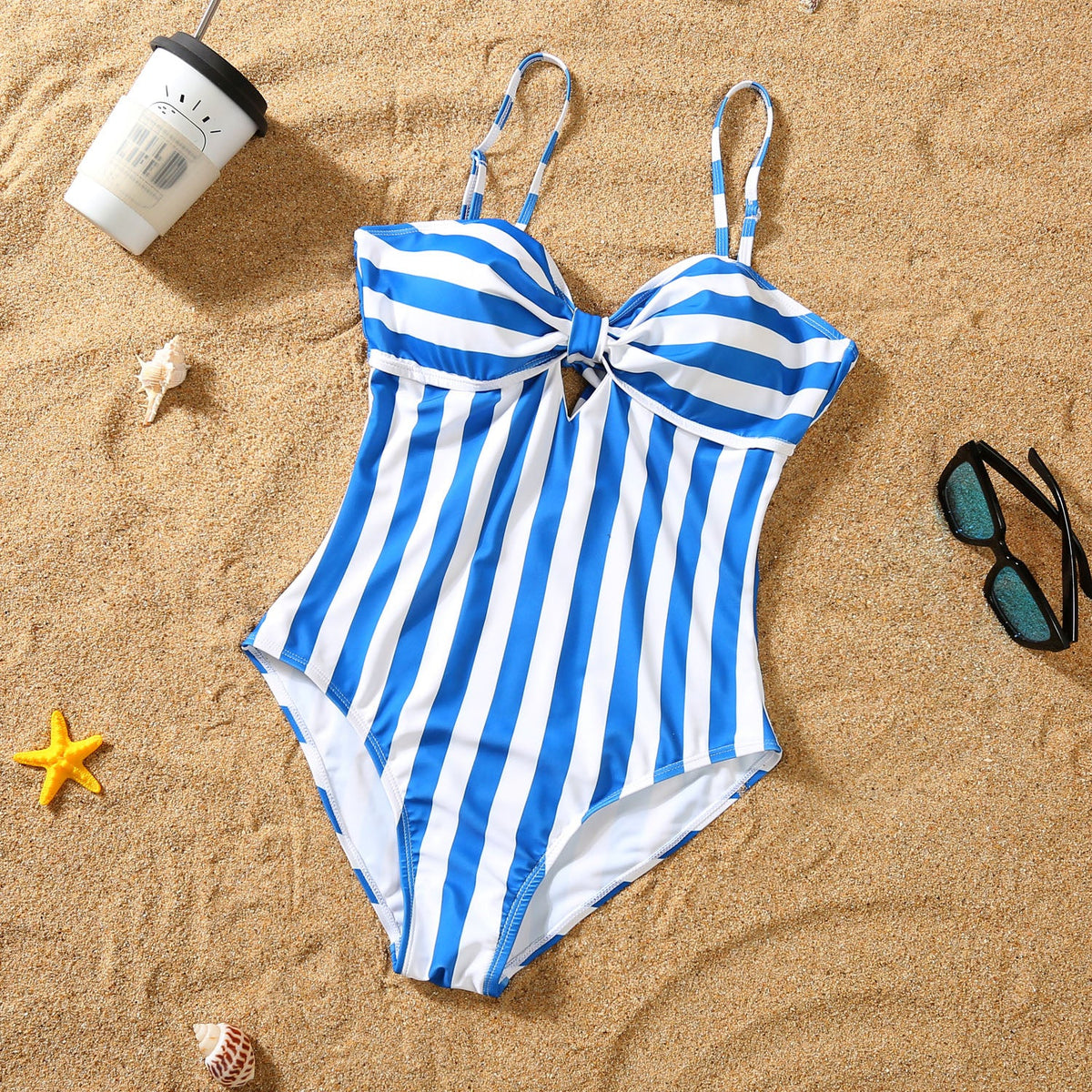 Parent-child Bikini Blue And White Stripe Swimsuit
