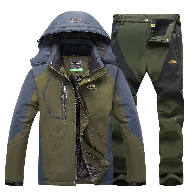 Men's Winter Waterproof Fleece Lined Outdoor Jacket Set