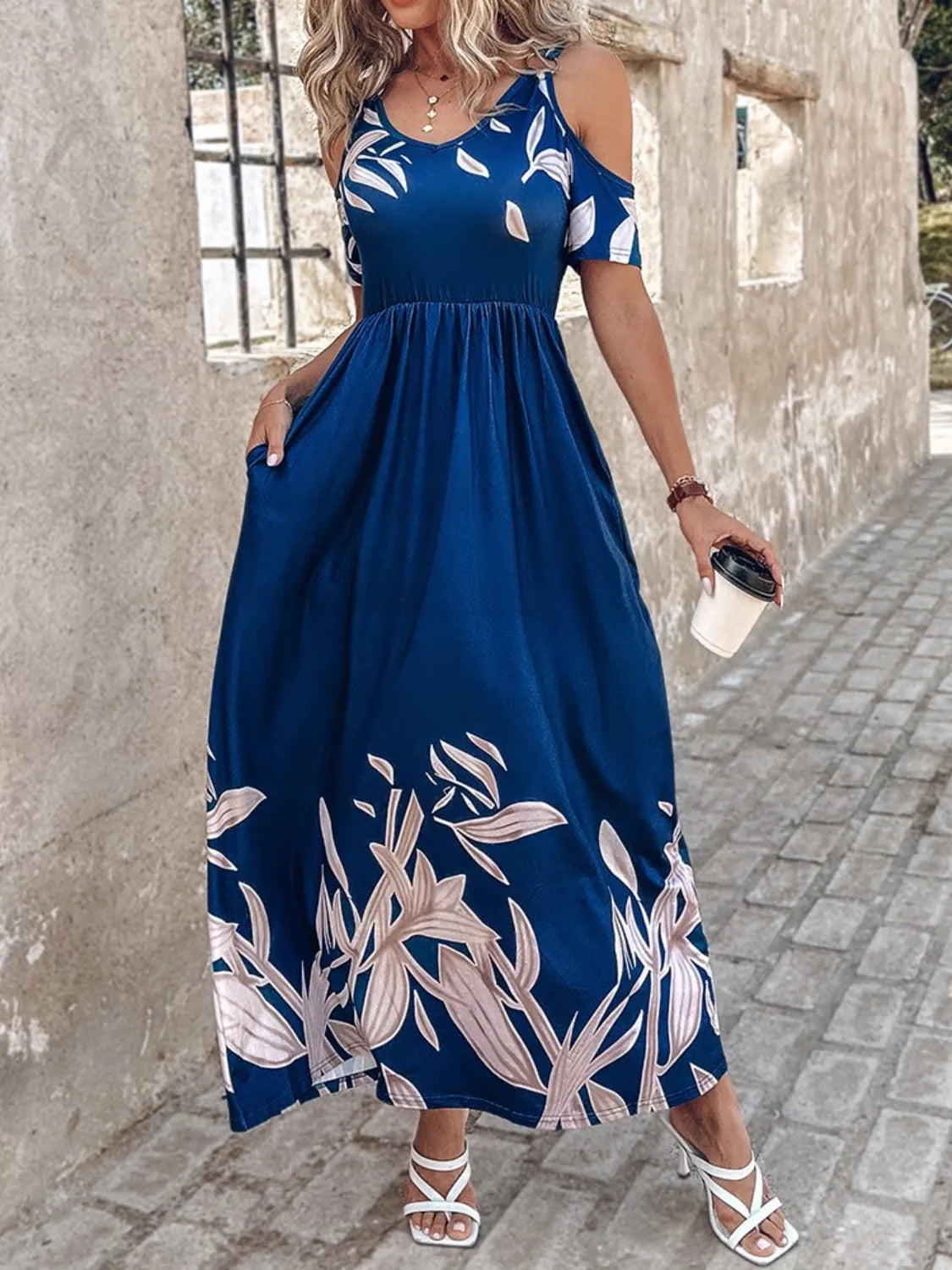 Printed Cold Shoulder Dress