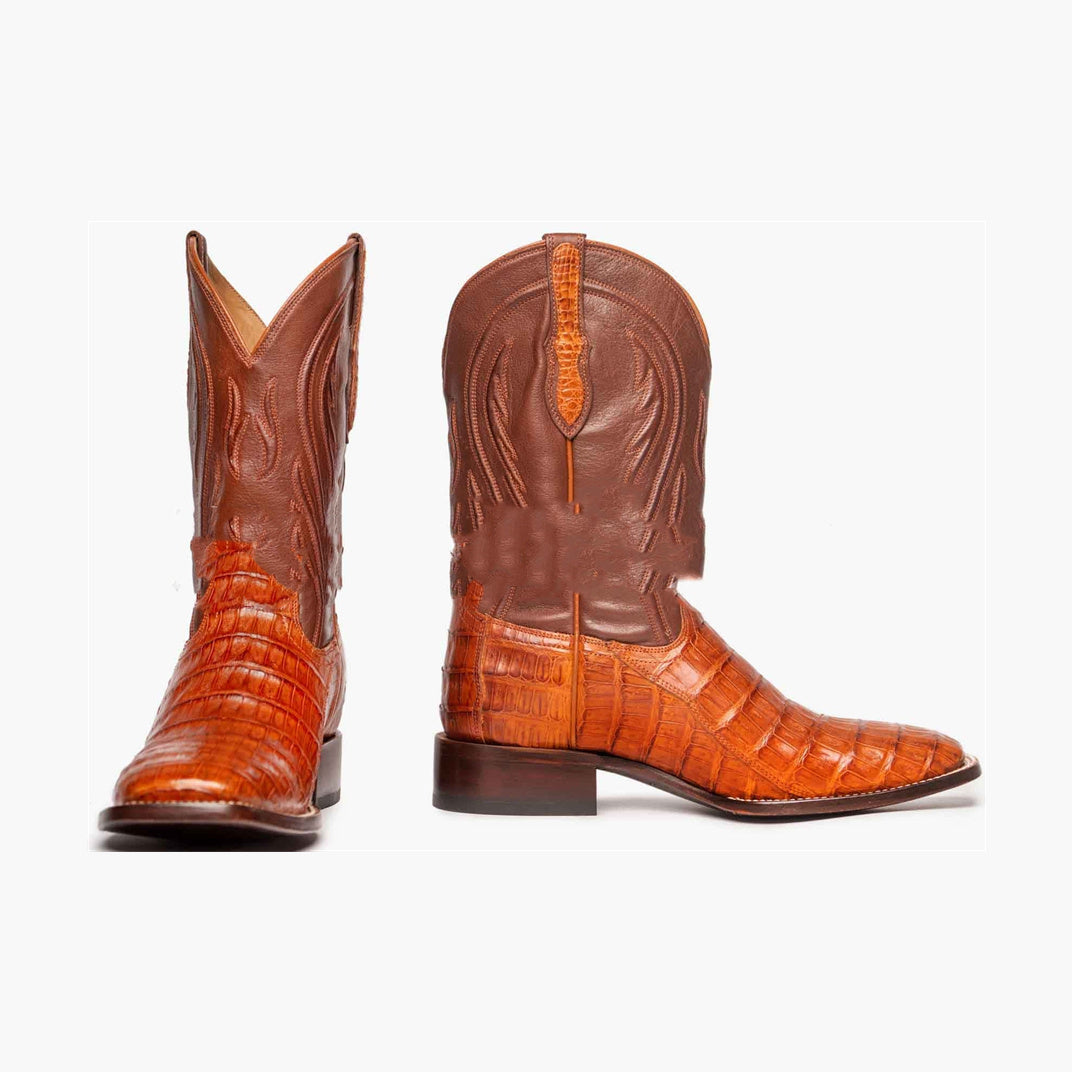 Embroidered Plaid Pointed Men's Boots