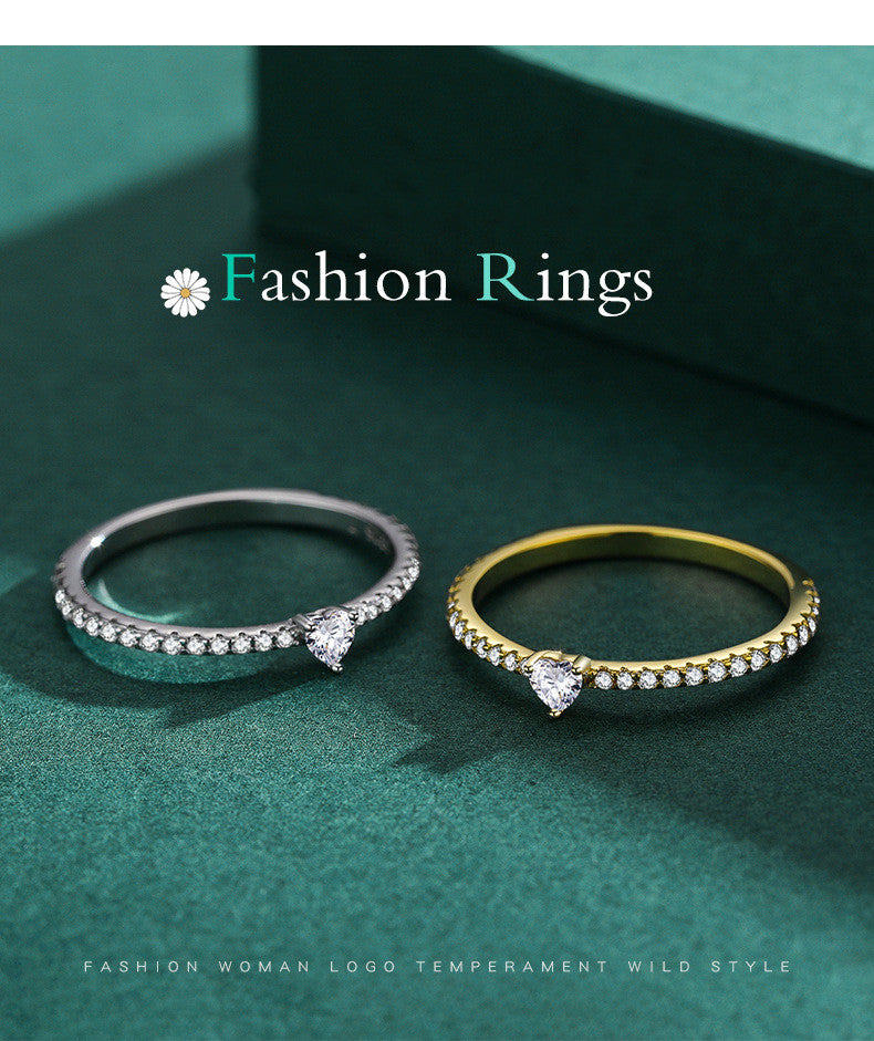 S925 Sterling Silver Heart-Shaped Love Ring for Women, Elegant European Design, Custom Sizes Available