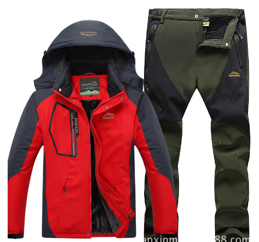Men's Winter Waterproof Fleece Lined Outdoor Jacket Set