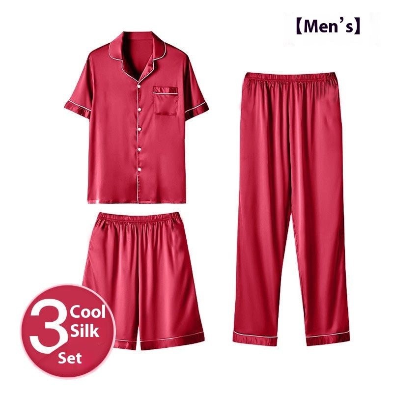 Ice Silk Home Wear Suit Men's Three-piece Suit