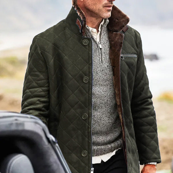American-style Solid-color Work Jacket With Buttons For Middle-aged Men