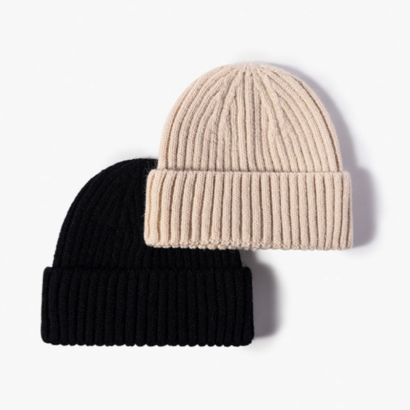 Knitted Cuff Short Fisherman Hat Mens Womens Winter Warm Beanie
