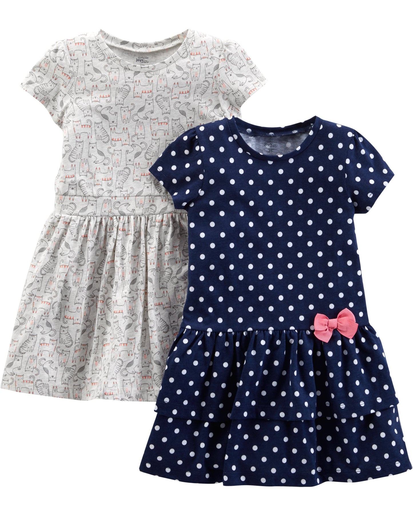 Girls Dress Set 2-Pack - Short Sleeve and Sleeveless Dresses