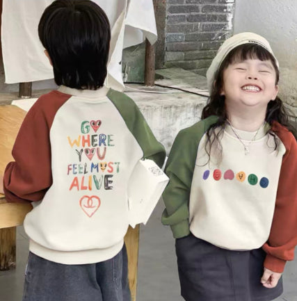 Pumpkin-colored Parent-child Hoodie Without Fleece Lining