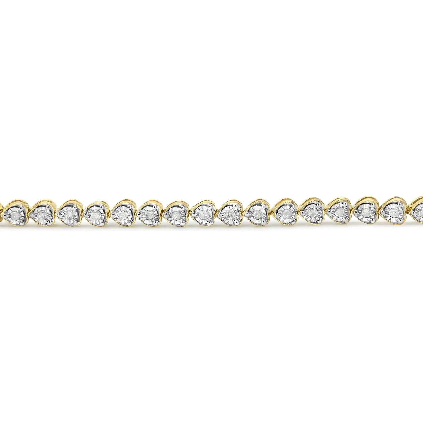 .925 Sterling Silver 1.0 Cttw Miracle Set Diamond Heart-Link 7" Tennis Bracelet (I-J Color, I2-I3 Clarity)