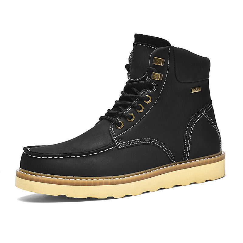 British High-top Leather Workwear Boots