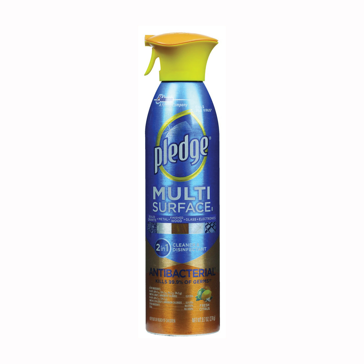 Pledge Multi Surface Fresh Citrus Antibacterial Everyday Cleaner 9.7 Oz. Aerosol Can