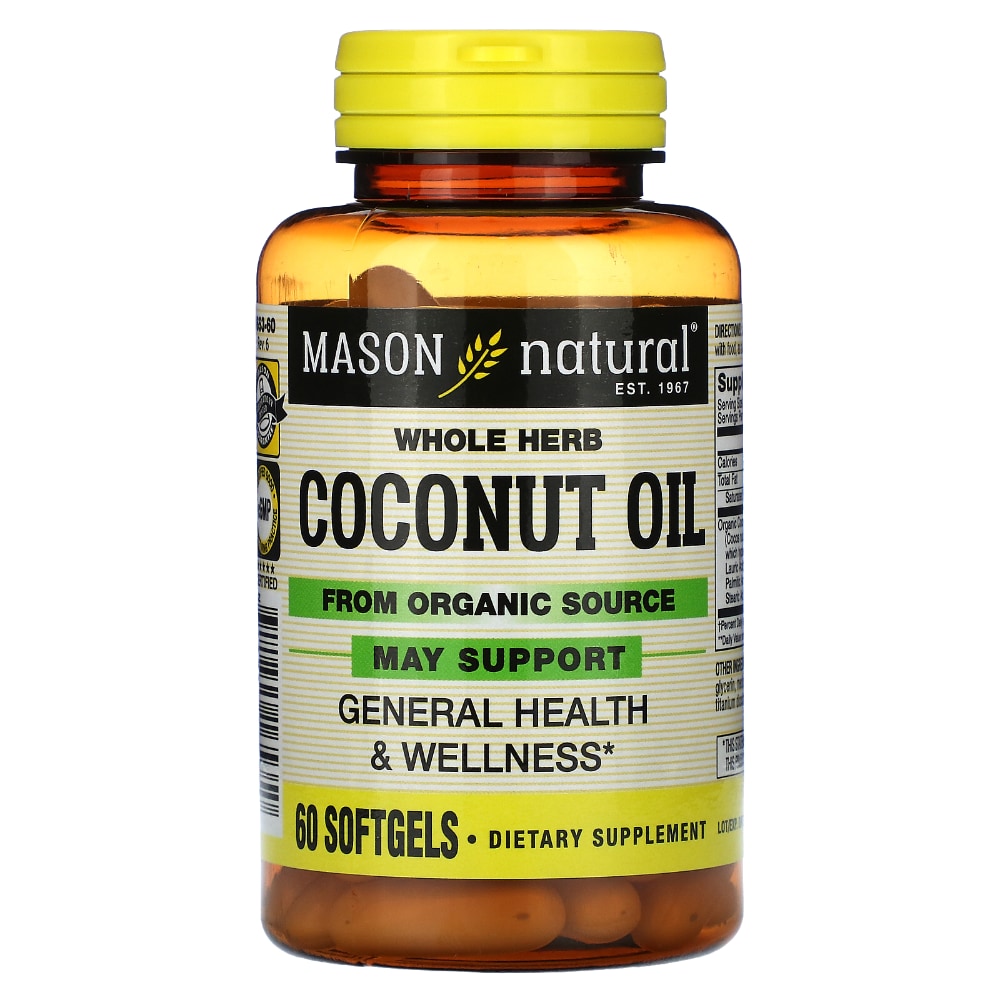 Mason Organic Coconut Oil 1000 Mg, 60 Softgels, Natural () Discontinued )