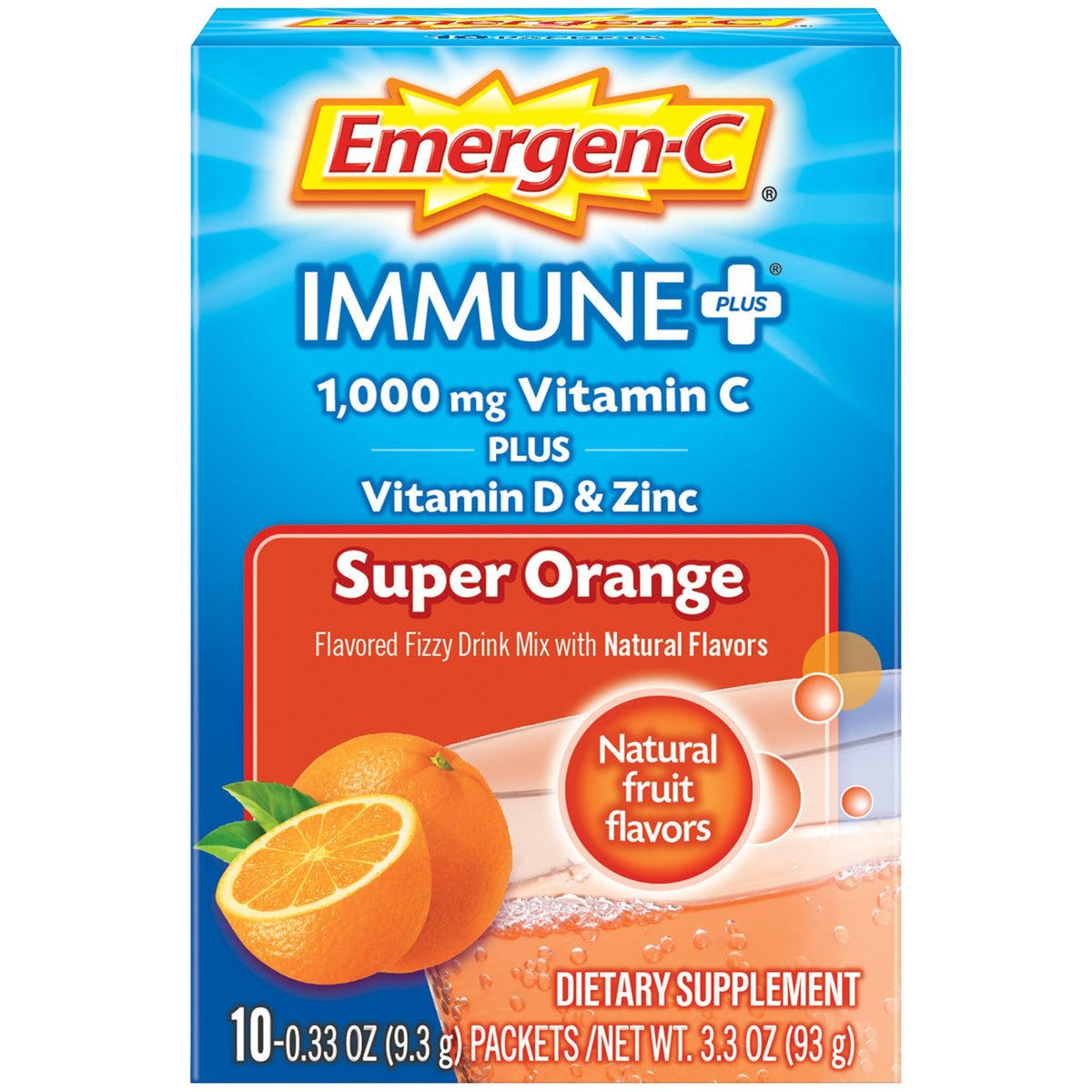Emergen-C Immune Plus Vitamin D Drink Mix, Super Orange