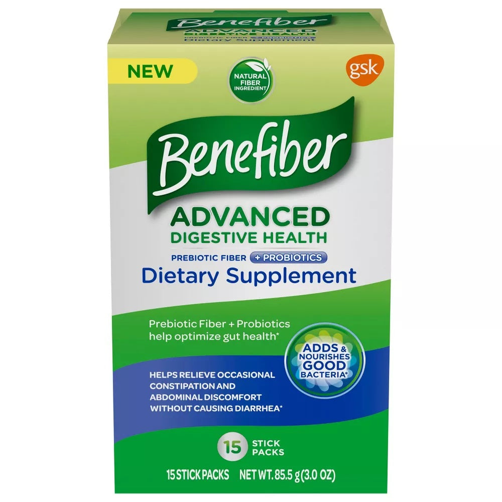 Benefiber Advanced Digestive Health Prebiotic Fiber Supplement Powder With Probiotics