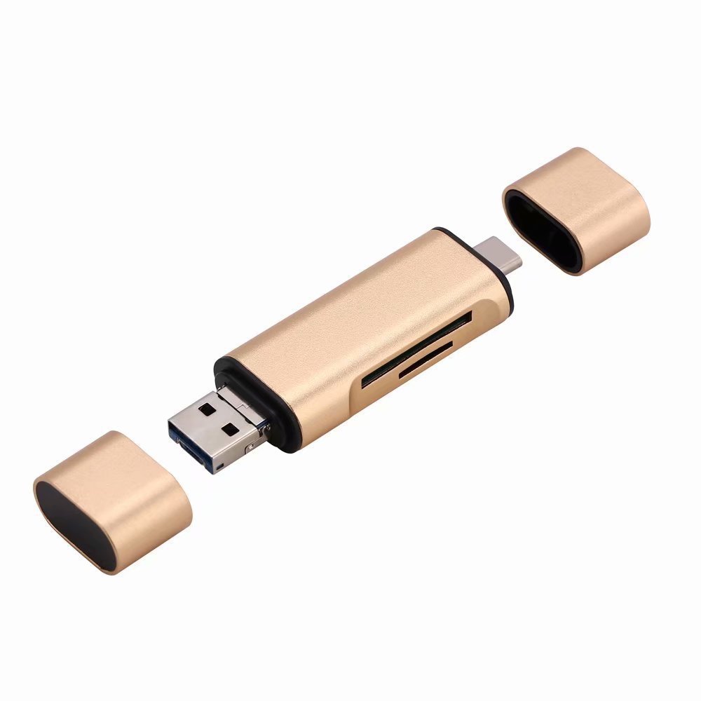 Compact Micro Type-C Triad USB Card Reader