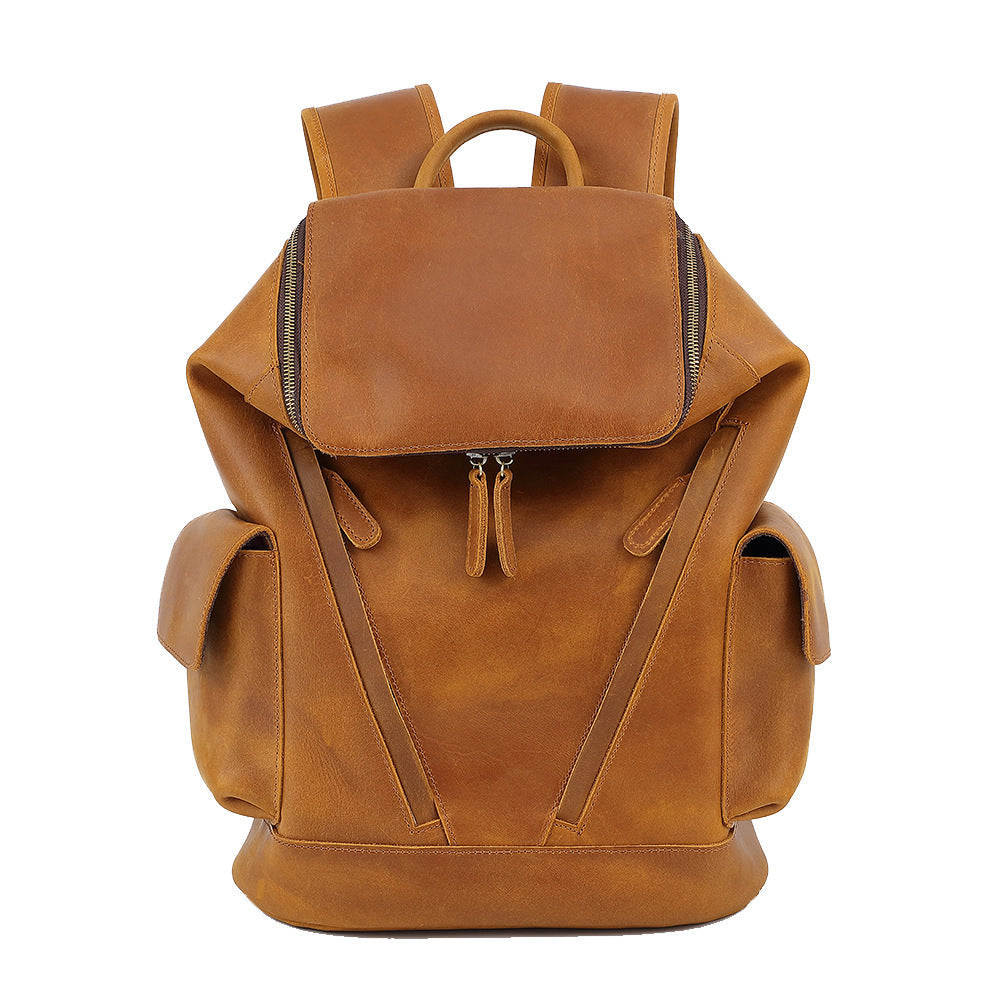 Men's Large Capacity Leather Travel Backpack