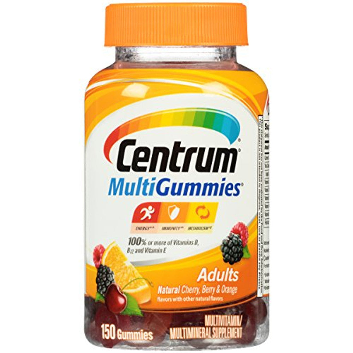 Centrum MultiGummies Adults (150 Count Natural Cherry Berry Orange Flavor) Multivitamin Multimineral Supplement Gummies