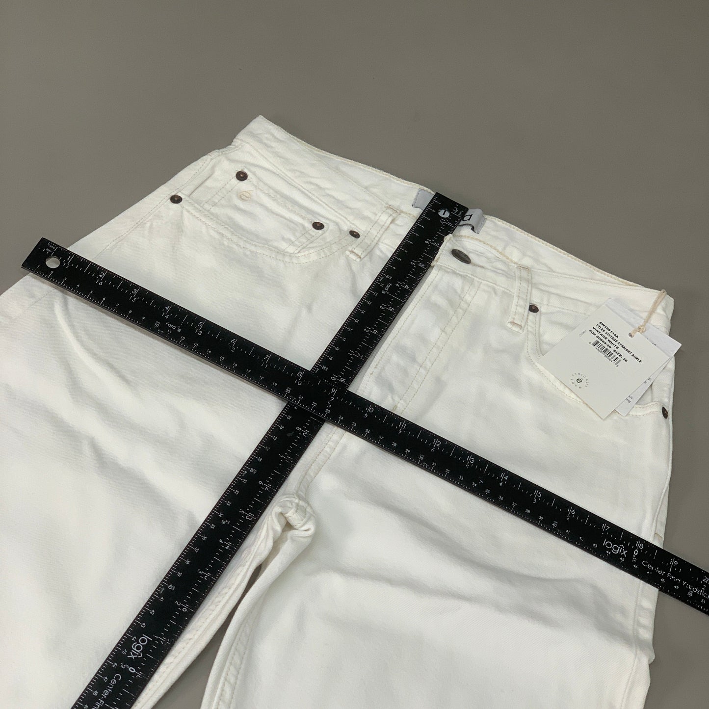 ETICA Tyler High Waist Straight Leg Ankle jeans Vintage White Size 26 EW180114A