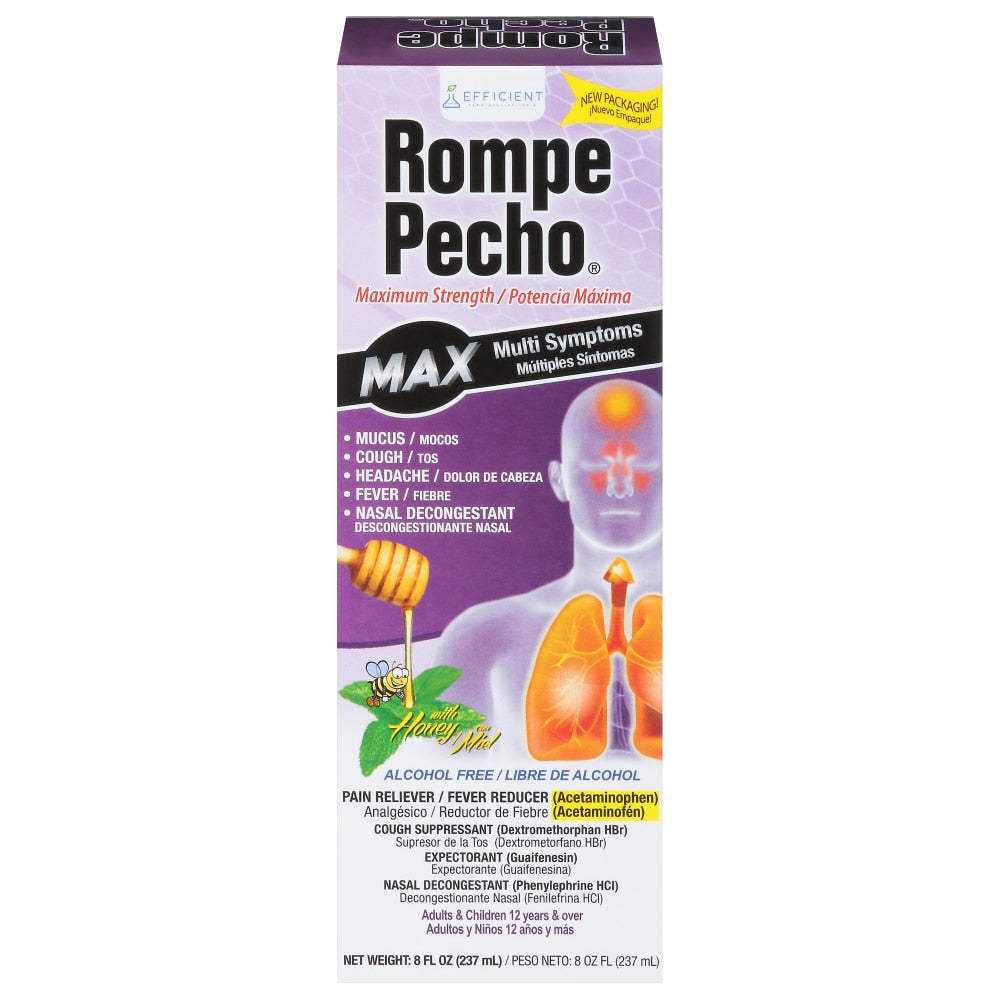 Rompe Pecho Cough Syrup, Multi Symptoms, Max Strength 8 Fl Oz