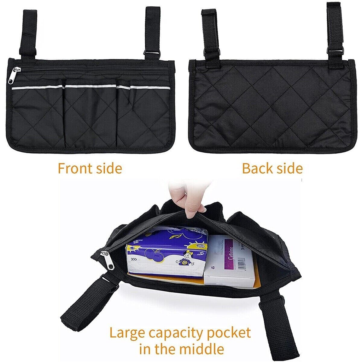 Bright-Line Wheelchair Armrest Side Bags for Easy Accessory Storage