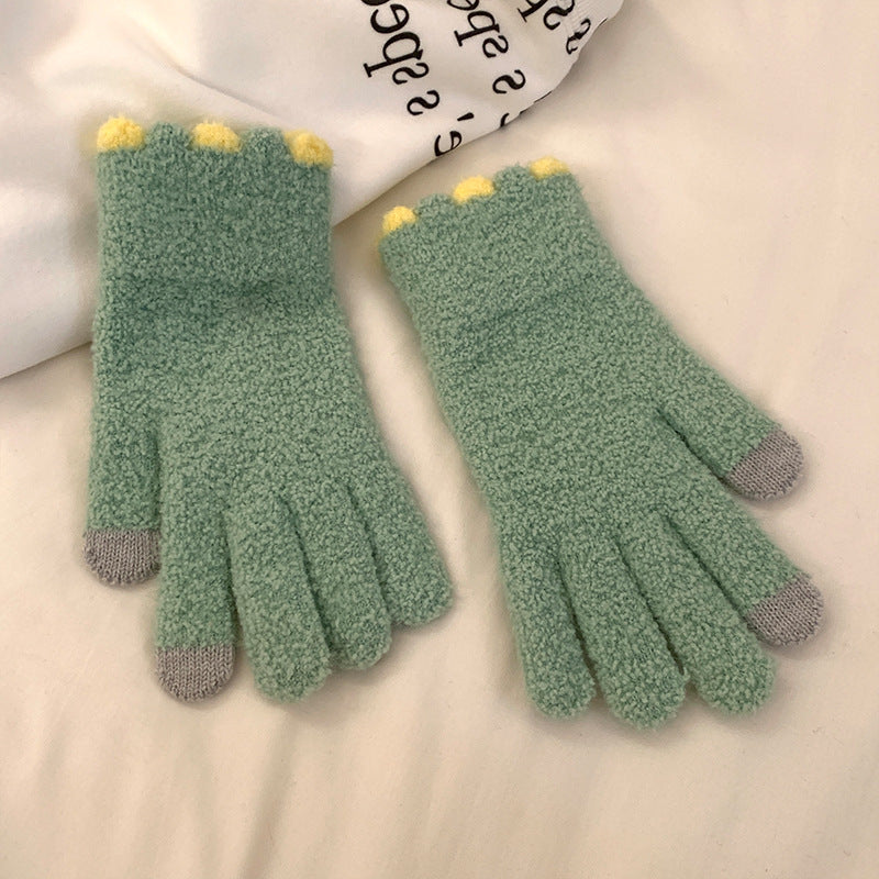 Winter Fingerless Knitted Gloves Touchscreen Warm Windproof