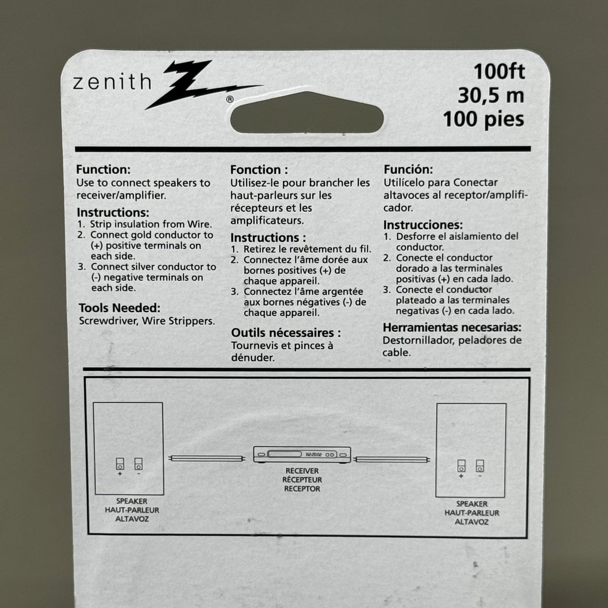 ZA@ ZENITH (2 PACK) 24 AWG Sheath Insulated 100ft Speaker Wire AS110024C New Other (Slightly Damaged Packaging)