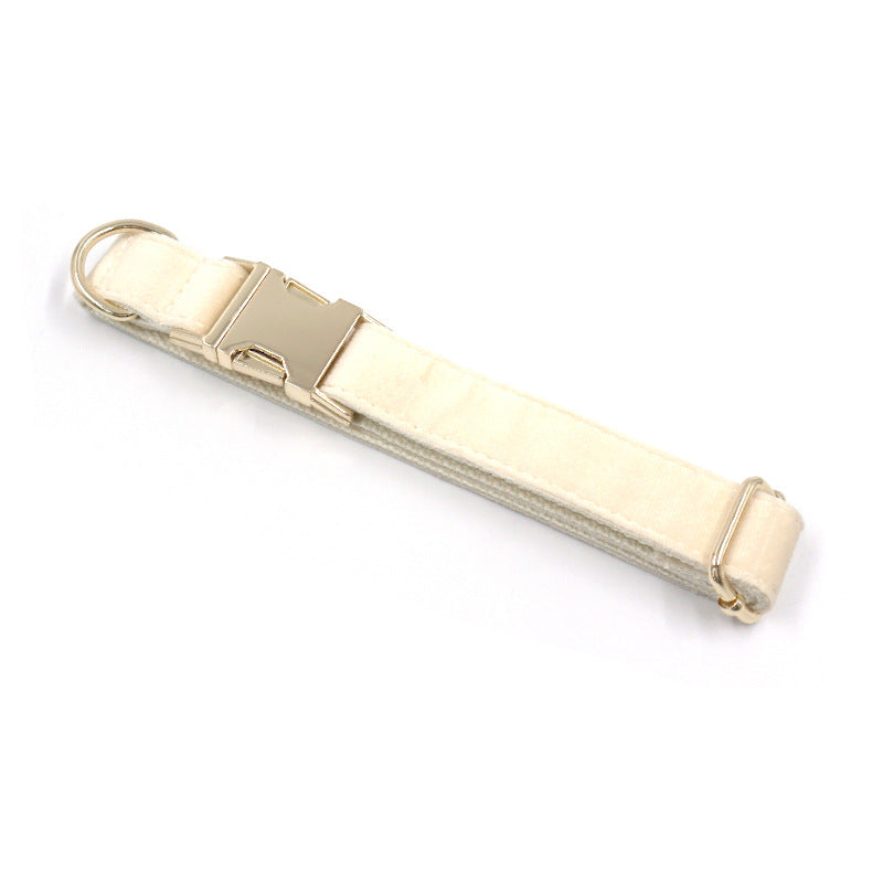 Cream Tufted Dog Collar Gold Buckle