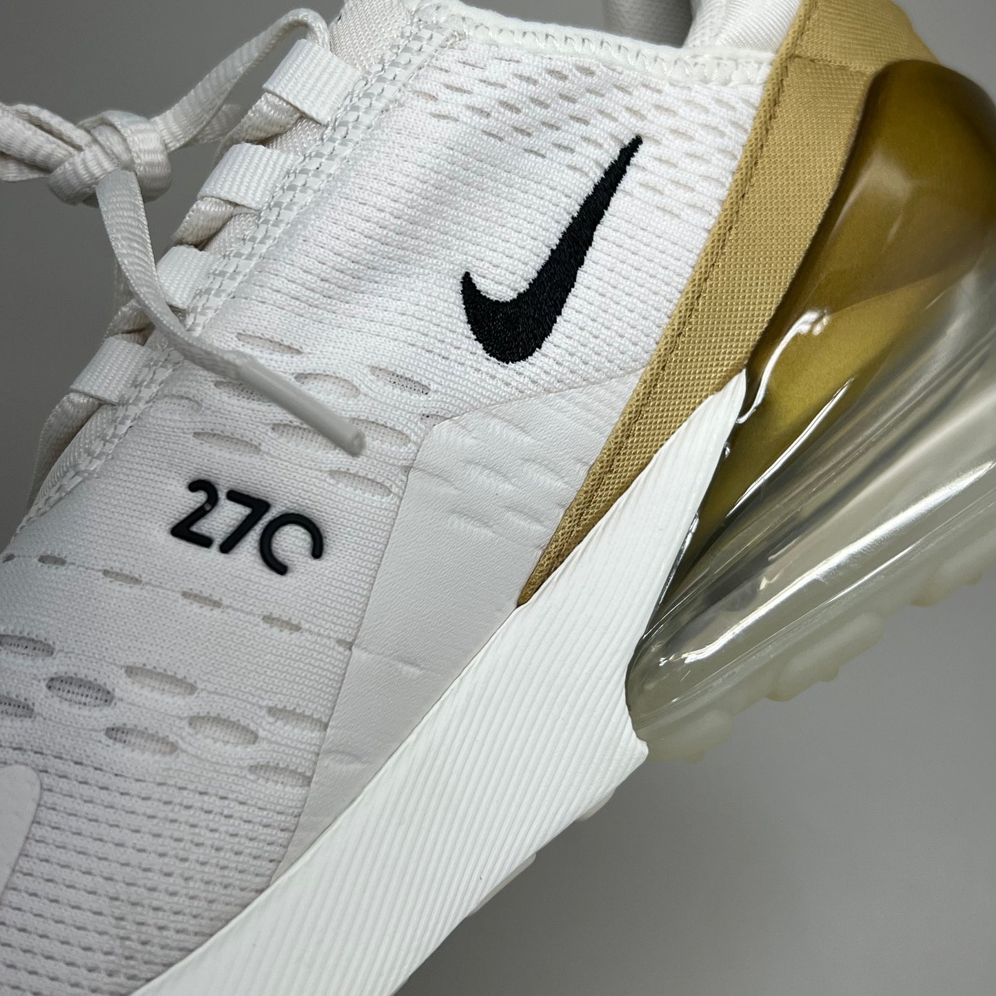 NIKE W Air Max 270 Foam Insole Mesh Sneakers Women's Sz 8 White Gold DZ77736 001