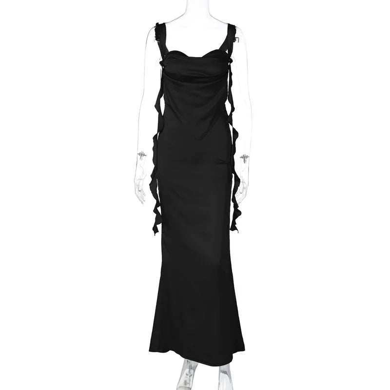 Style Loft Collection Arboretum Lights Lace Sling Ruffled Backless Ribbon Dress
