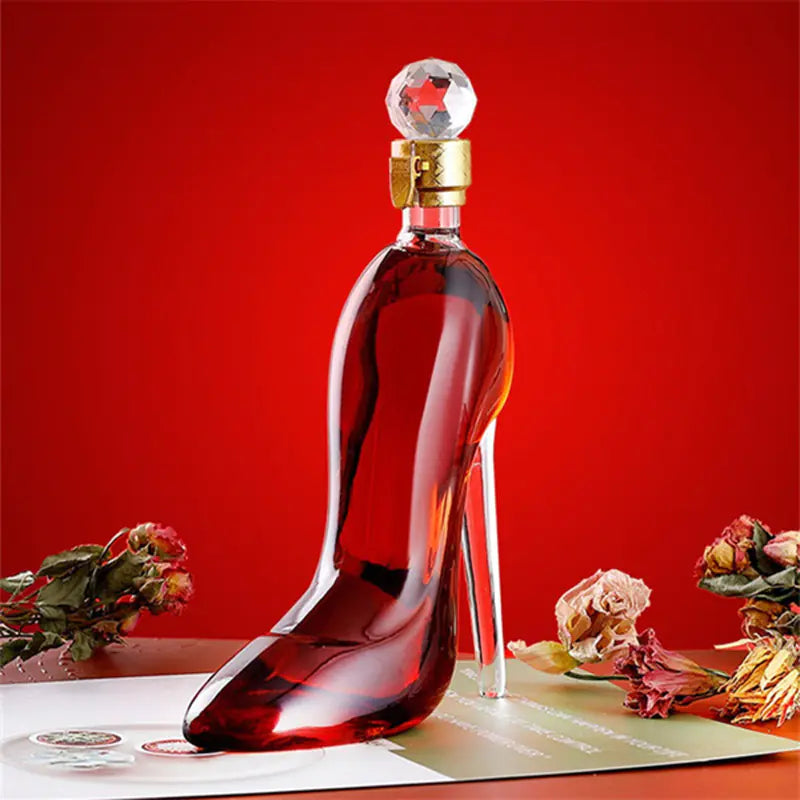 Sparkling Wine Glass Bottle in High Heel Design