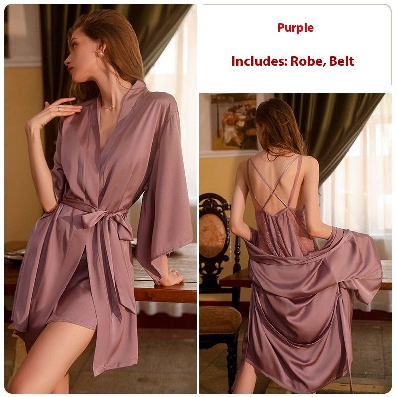 Sexy Pure Desire Sleepwear Lace Solid Color Strap Skirt