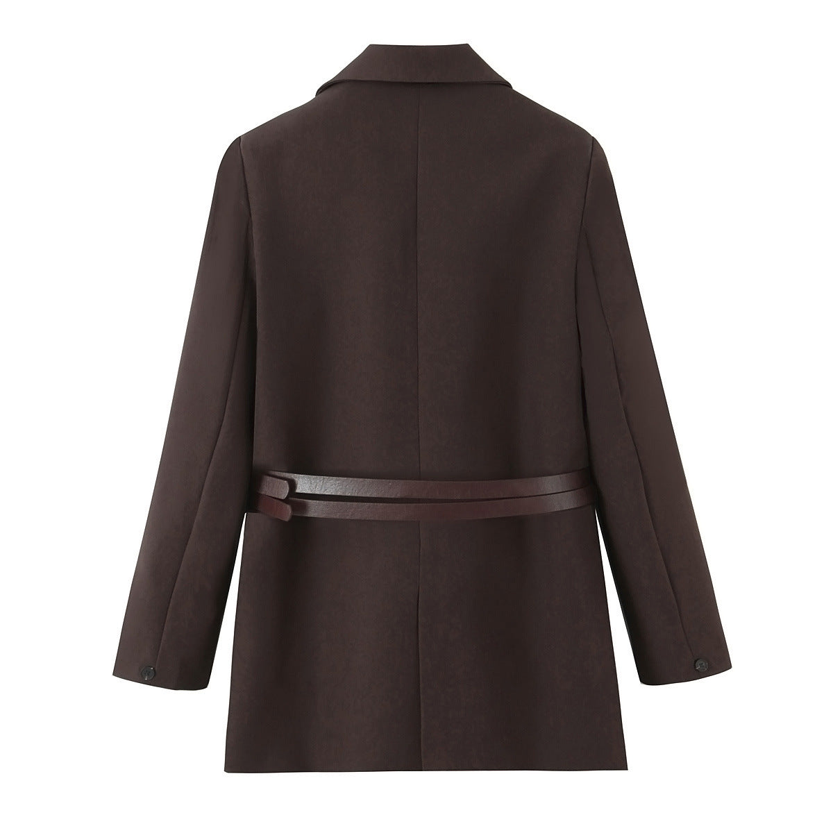 Stylish Chic Urban Blazer With Double Waist Belts And Notch Lapels
