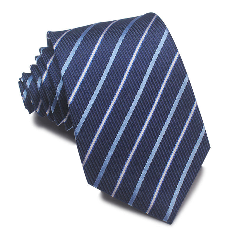 8CM Polyester Jacquard Striped Tie Men's Business Formal Red Black Blue
