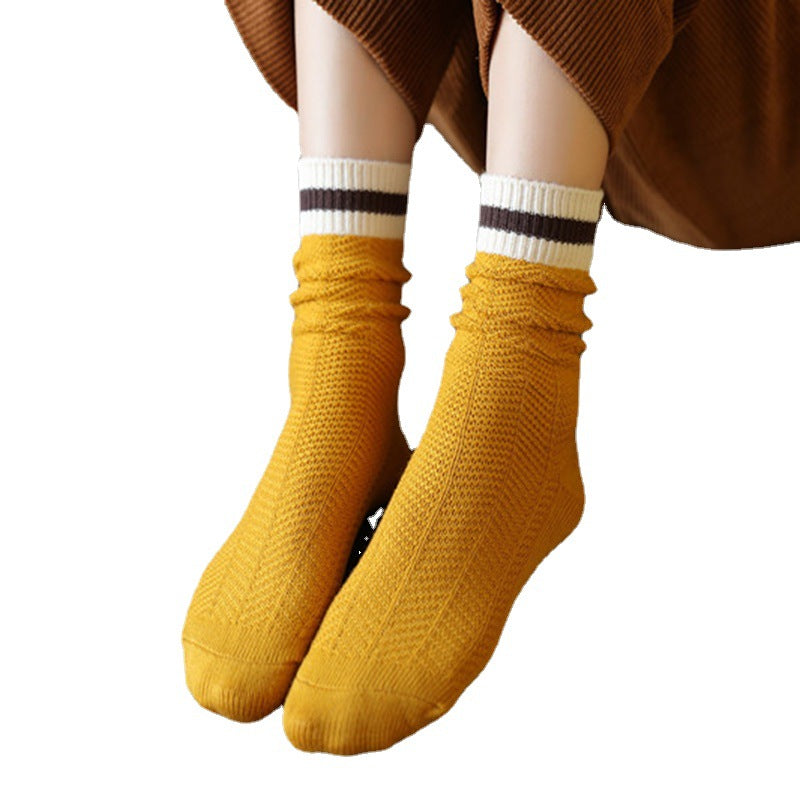 Women's Chunky-knit Rabbit-fur Ankle Socks Mid-calf Length