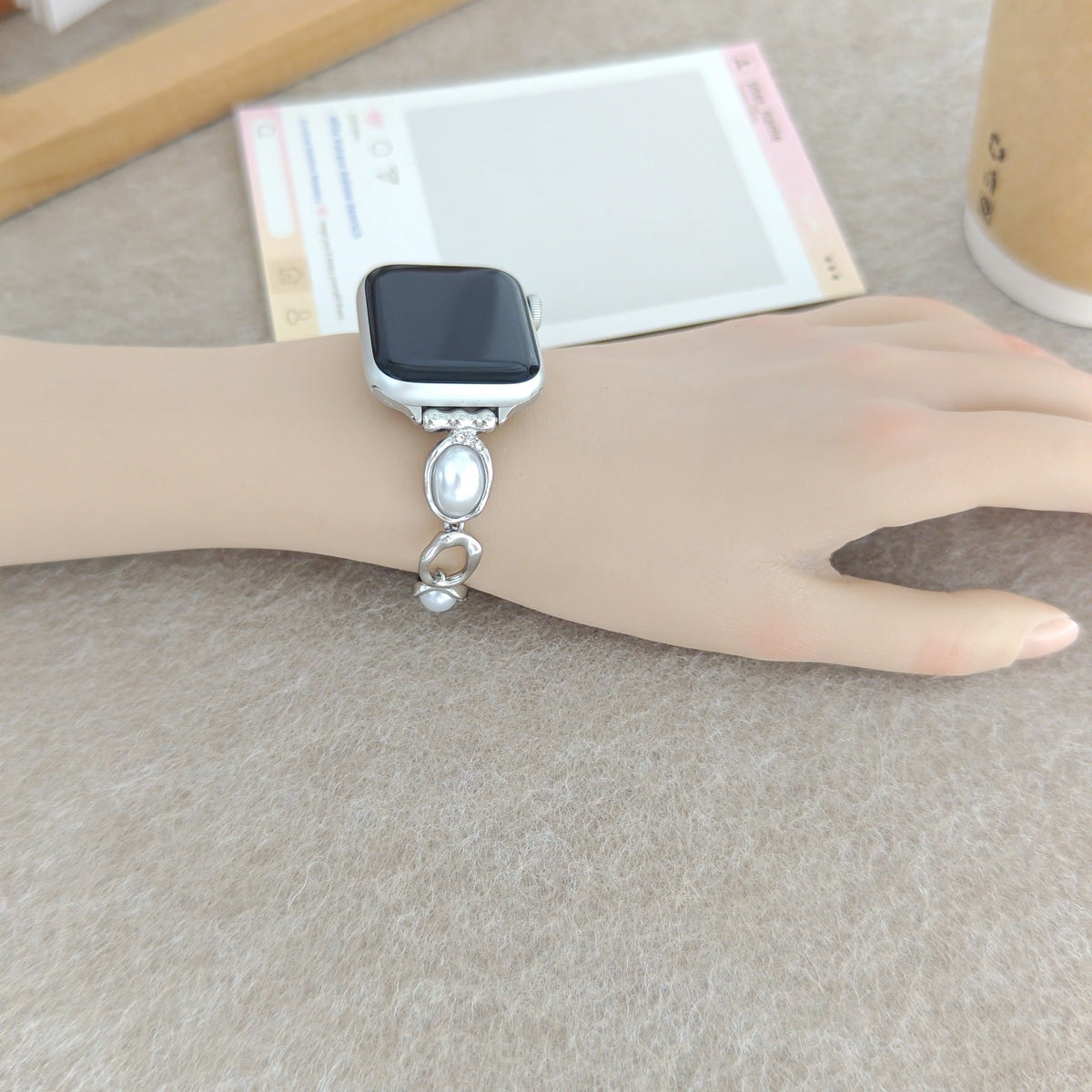 Suitable For IWatch S11 Generation Iwatch109876SE Pearl Diamond ChainStrap Xiaomi 9pro For Women