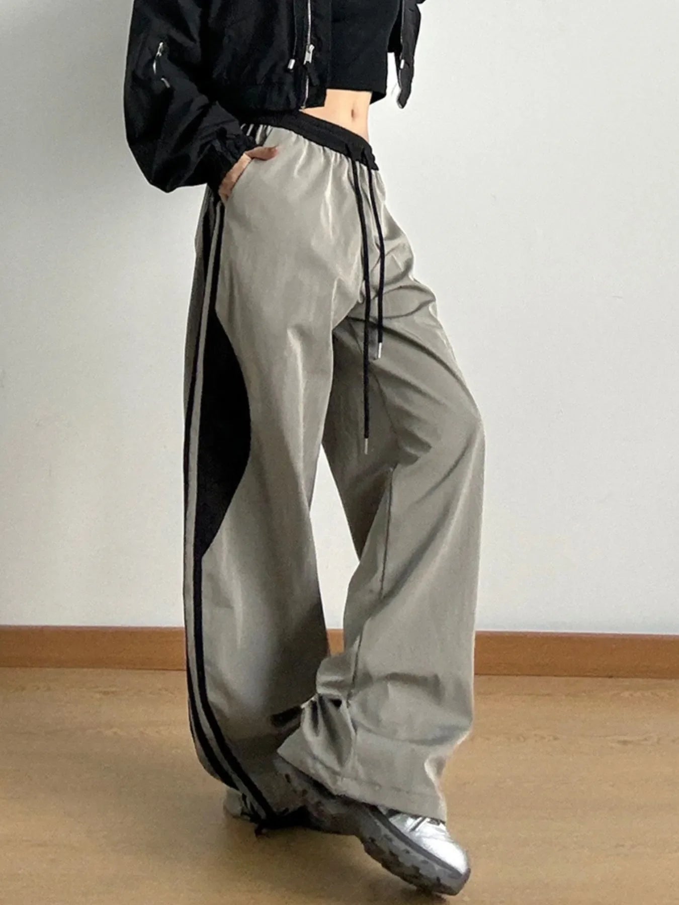 Striped Wide Leg Drawstring Pants